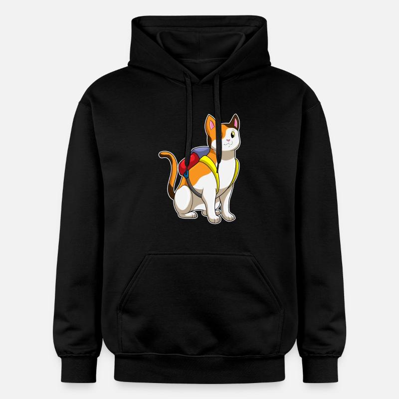 Chat avec cartable - Sweat à capuche Softstyle® Gildan Unisexe - noir