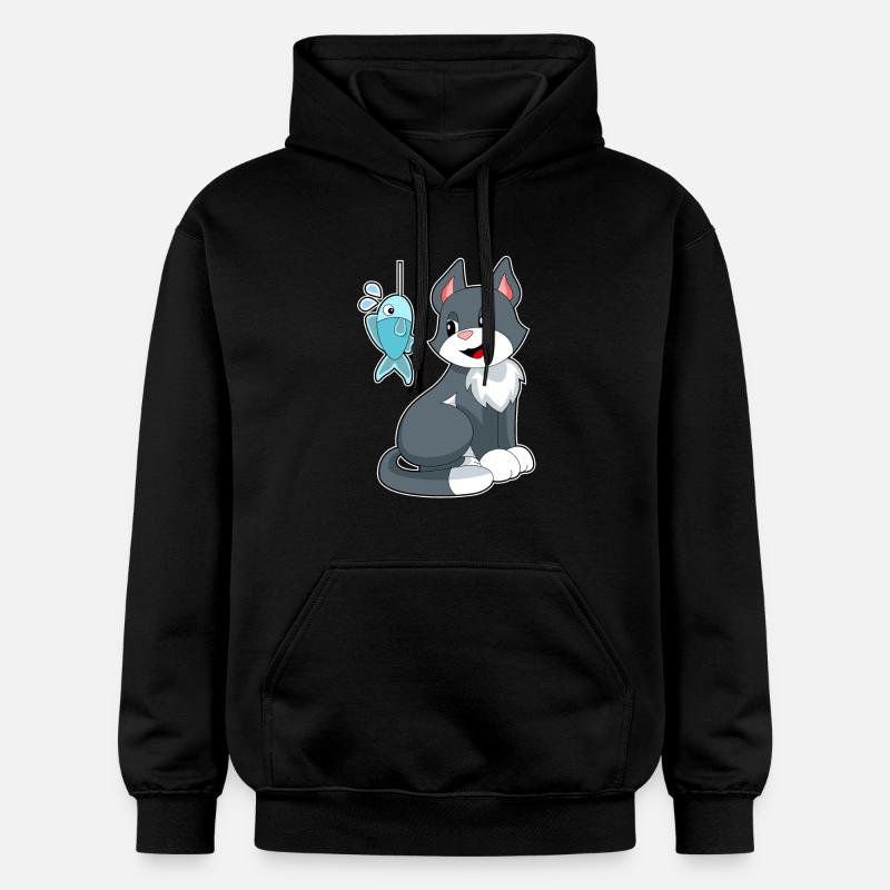 Poisson-appât chat - Sweat à capuche Softstyle® Gildan Unisexe - noir