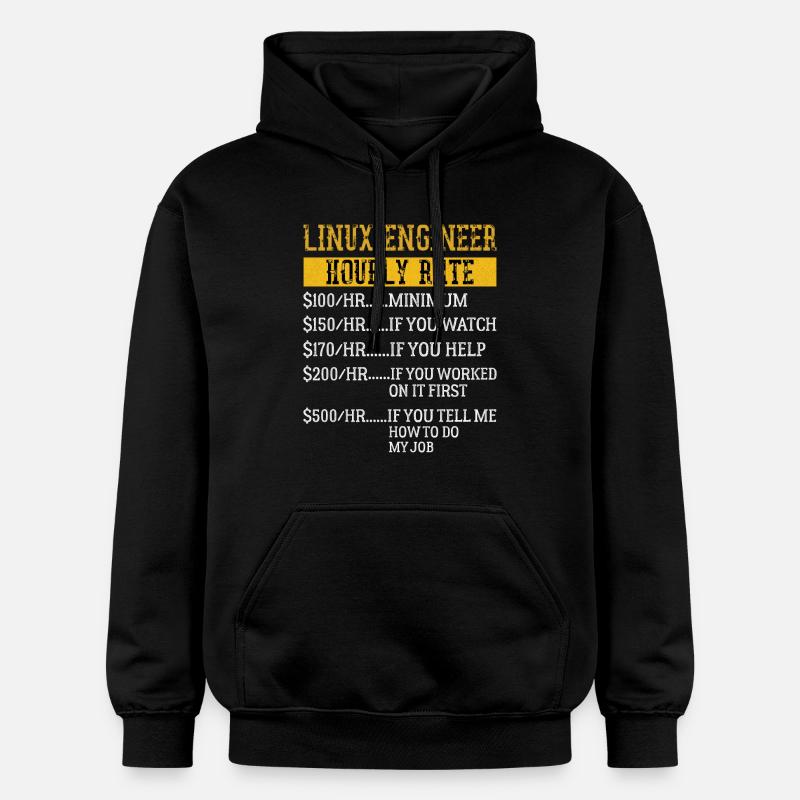 Linux Engineer Stundensatz Mechaniker Arbeitsrate - Gildan Unisex Softstyle® Midweight Hoodie - Schwarz