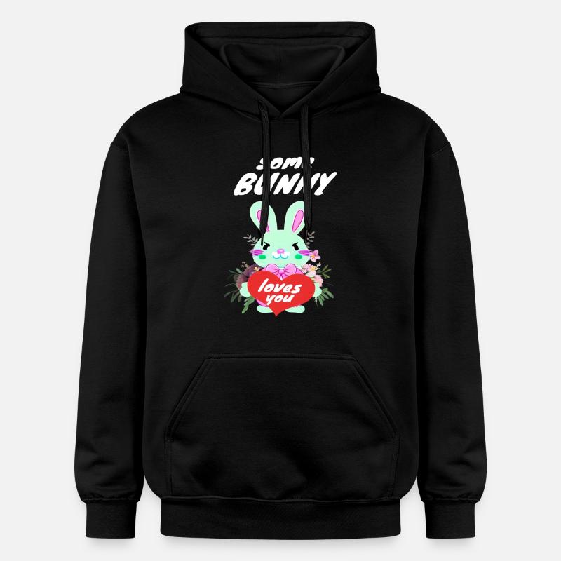 Mignon lapin de Pâques amoureux - Sweat à capuche Softstyle® Gildan Unisexe - noir