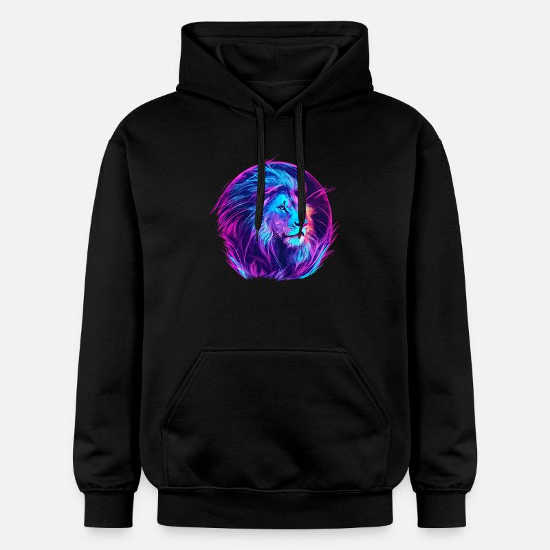 Lion Vaporwave EDM - Sweat à capuche Softstyle® Gildan Unisexe - noir