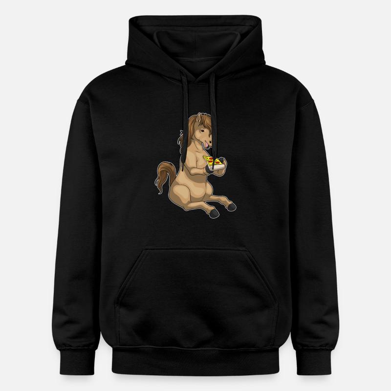 Pizza au cheval - Sweat à capuche Softstyle® Gildan Unisexe - noir