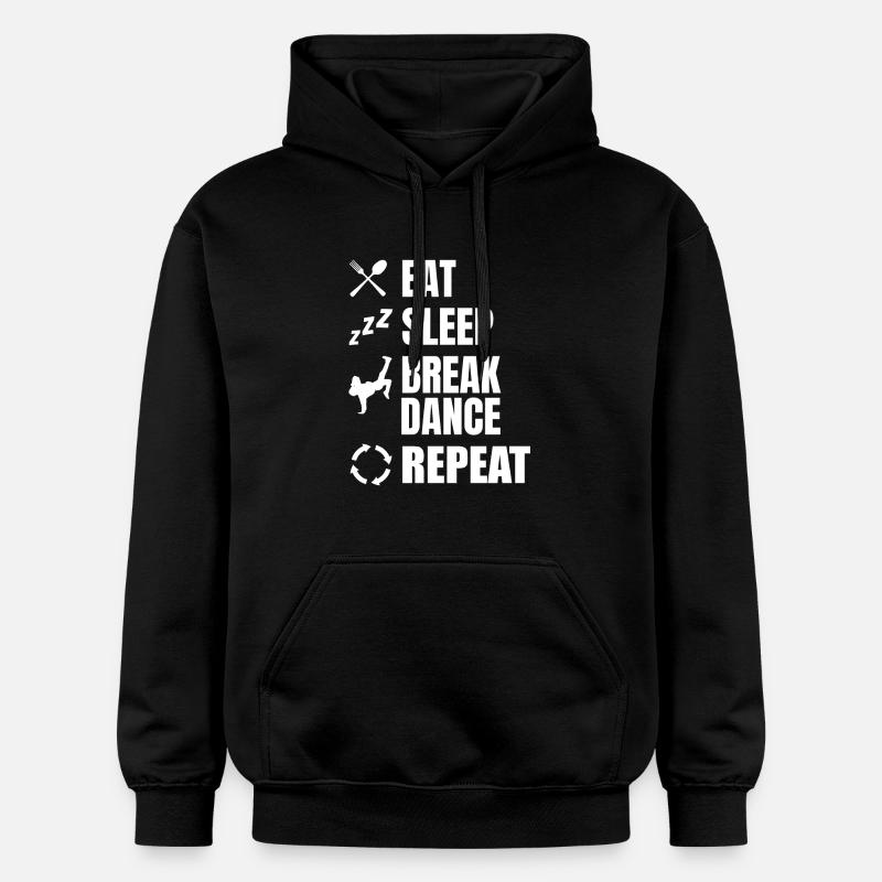 Eating, Sleeping, Breakdancing, Repeating - Gildan Unisex Softstyle® Midweight Hoodie - black