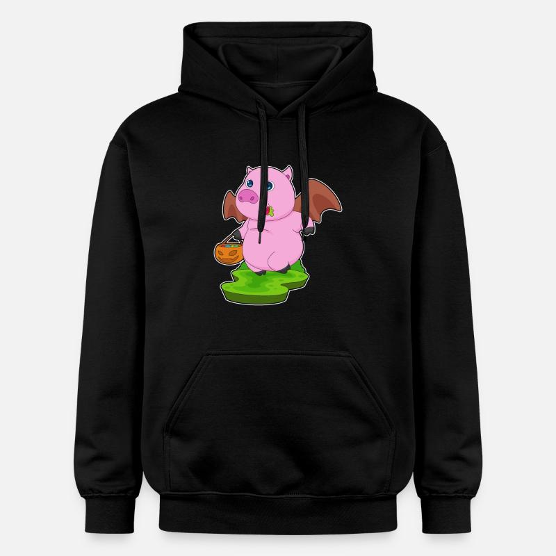 Cochon Halloween Bat - Sweat à capuche Softstyle® Gildan Unisexe - noir