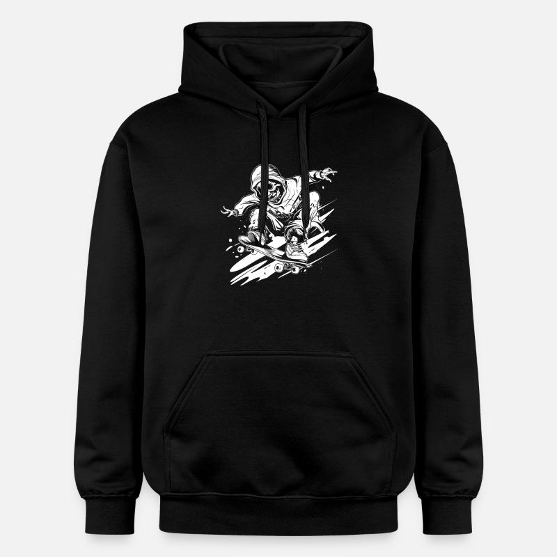 Style de dessin animé de skateboard - Sweat à capuche Softstyle® Gildan Unisexe - noir
