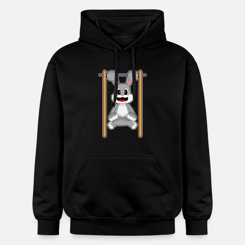 Bunny Bodybuilder Tractions Musculation - Sweat à capuche Softstyle® Gildan Unisexe - noir