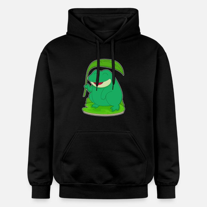 Grenouille avec une feuille comme parasol - Sweat à capuche Softstyle® Gildan Unisexe - noir