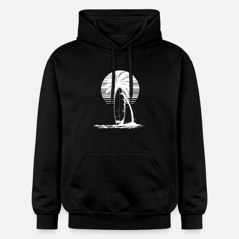 Dessin de planche de surf - Sweat à capuche Softstyle® Gildan Unisexe - noir