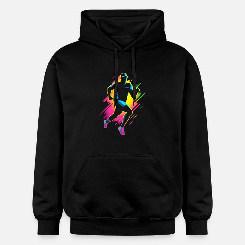 Look de bande dessinée de marathonien - Sweat à capuche Softstyle® Gildan Unisexe - noir