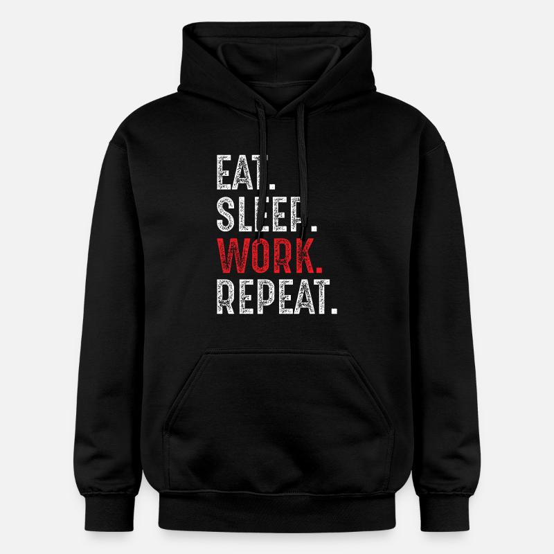 Manger Dormir Travailler Répéter - Sweat à capuche Softstyle® Gildan Unisexe - noir
