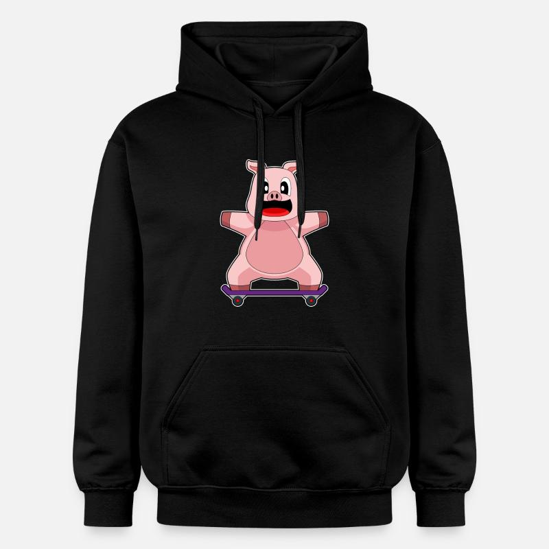 Pig Skater Skateboard - Sweat à capuche Softstyle® Gildan Unisexe - noir