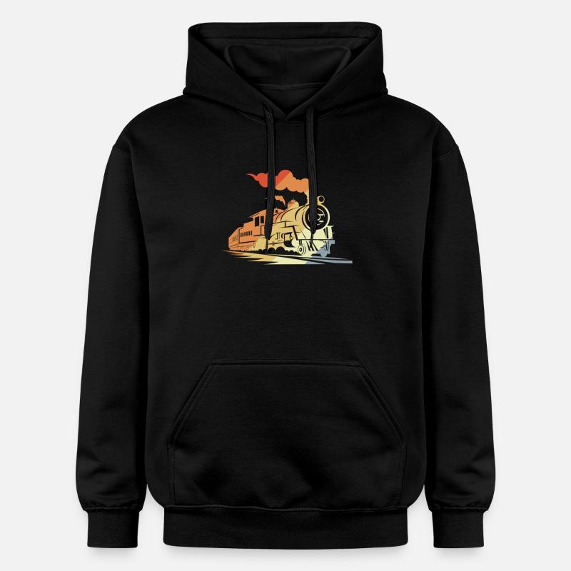Train à vapeur d’époque - Sweat à capuche Softstyle® Gildan Unisexe - noir