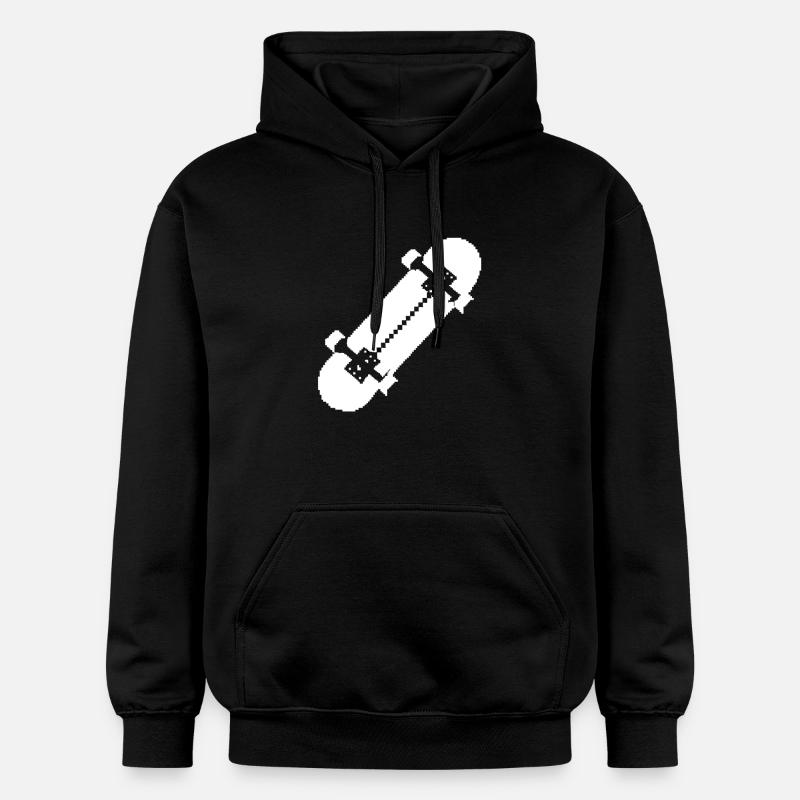 Planche à roulettes Pixel Art - Sweat à capuche Softstyle® Gildan Unisexe - noir
