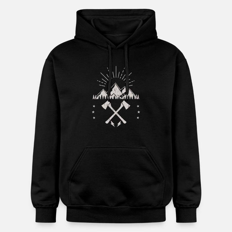 Robustes Berg-Sonnenaufgangsaxt-Emblem - Gildan Unisex Softstyle® Midweight Hoodie - Schwarz