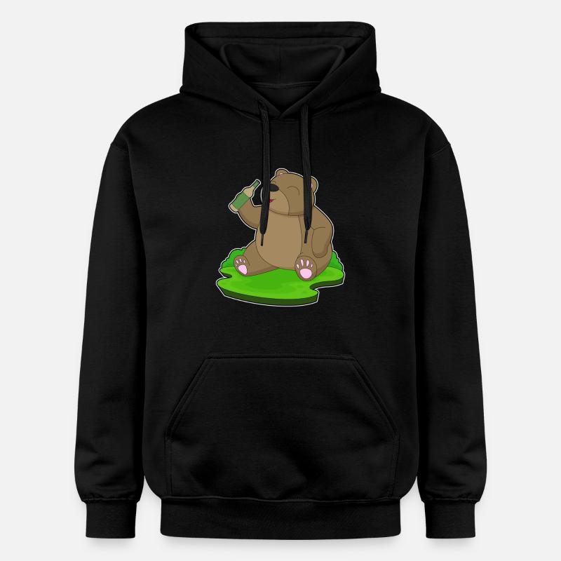 Bear bouteille de bière - Sweat à capuche Softstyle® Gildan Unisexe - noir
