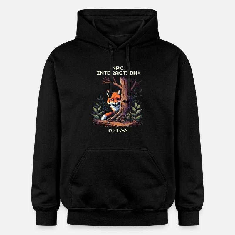 NPC Interaction: 0/100 | Introversion humor - Gildan Unisex Softstyle® Midweight Hoodie - black