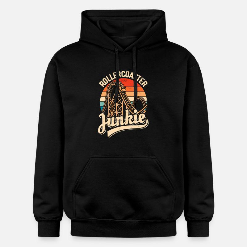 Rollercoaster Junkie - Roller Coaster - Loop - Gildan Unisex Softstyle® Midweight Hoodie - black