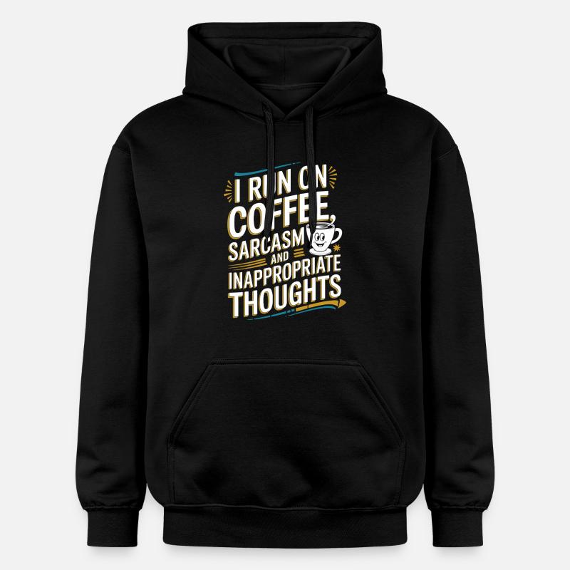 Café, sarcasme et pensées déplacées - Sweat à capuche Softstyle® Gildan Unisexe - noir