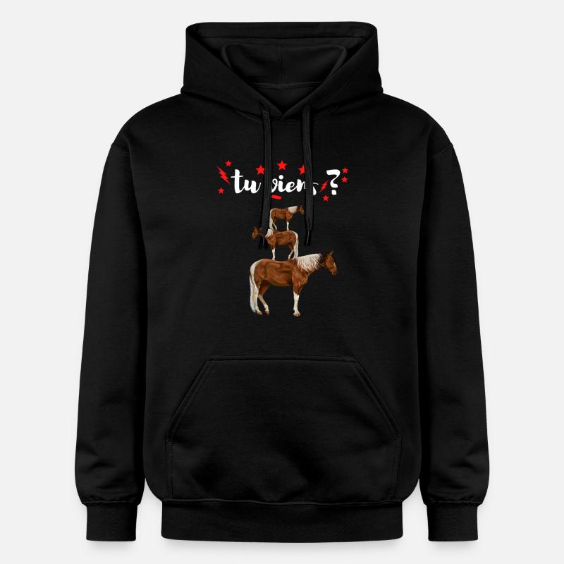 Tu Viens ? Pyramide de Chevaux  - Sweat à capuche Softstyle® Gildan Unisexe - noir