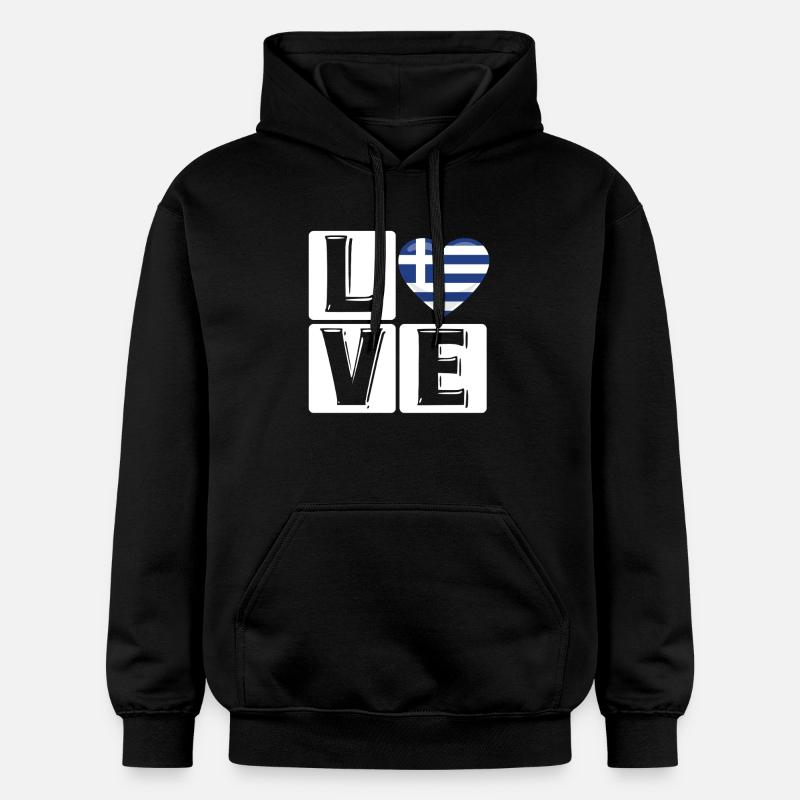 Amour Grèce Coeur Drapeau - Sweat à capuche Softstyle® Gildan Unisexe - noir