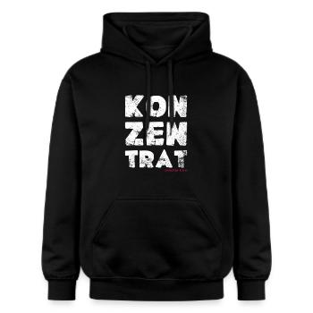 Ich bin nicht klein ich bin ein Konzentrat Spruch - Gildan Unisex Softstyle® Midweight Hoodie - Schwarz - Vorne - Marisol (170cm) & Nik (191cm)