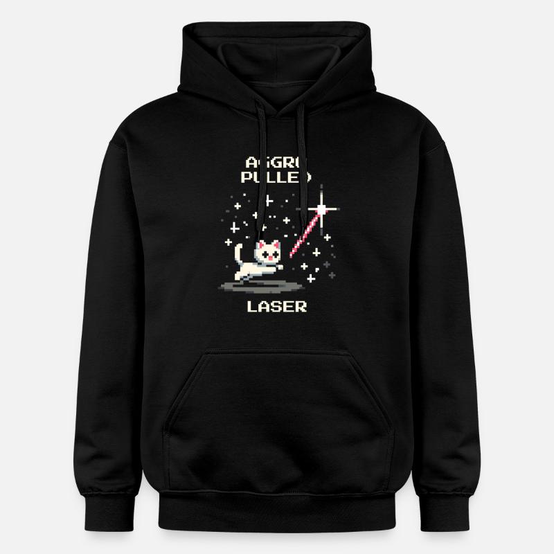 Aggro dessiné : Laser | L’instinct du chat - Sweat à capuche Softstyle® Gildan Unisexe - noir