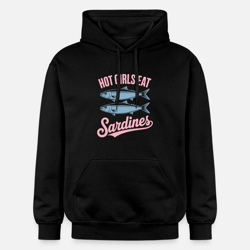 Sardines Pop Art Texte - Sweat à capuche Softstyle® Gildan Unisexe - noir