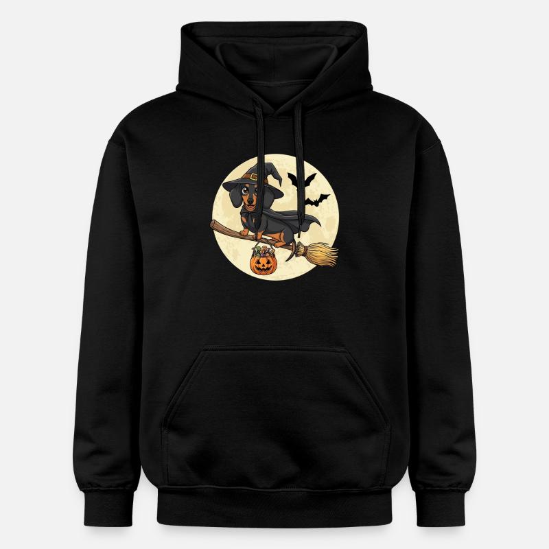 Teckel mignon sorcière Halloween - Sweat à capuche Softstyle® Gildan Unisexe - noir