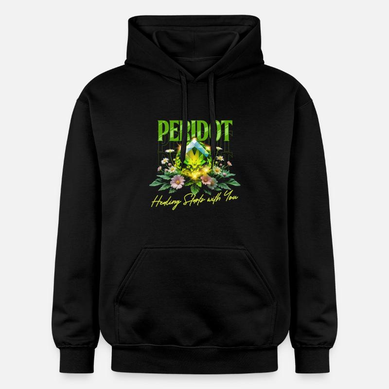 Pierre de naissance Péridot d’Août - Sweat à capuche Softstyle® Gildan Unisexe - noir