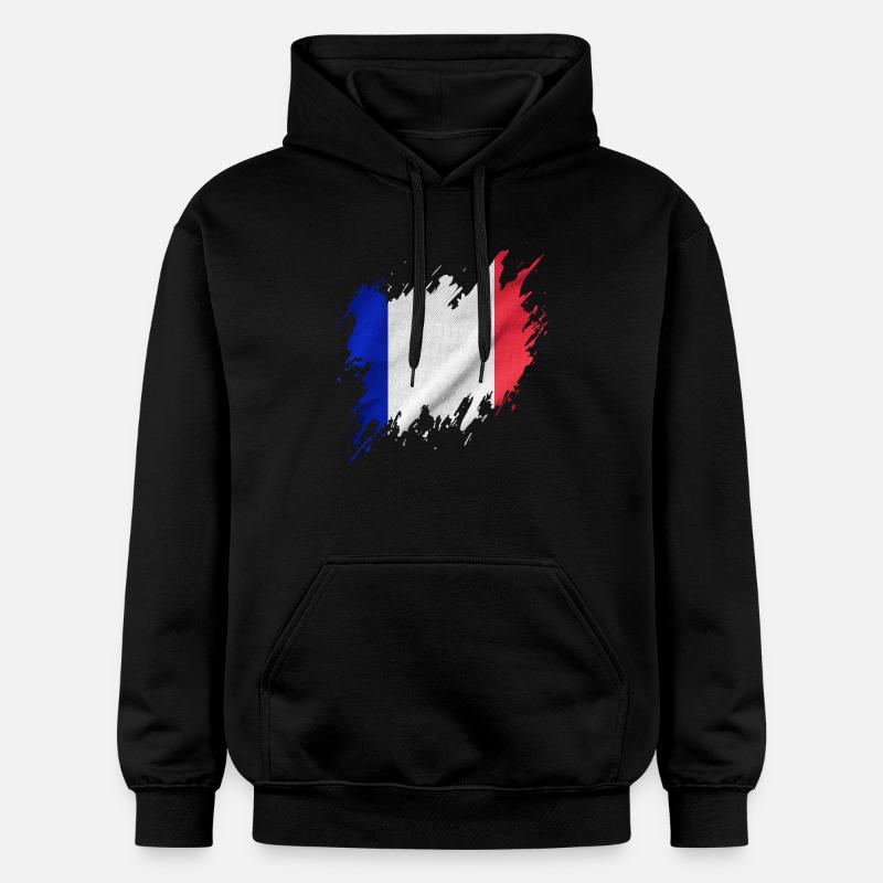 Drapeau français, style déchiré - Sweat à capuche Softstyle® Gildan Unisexe - noir