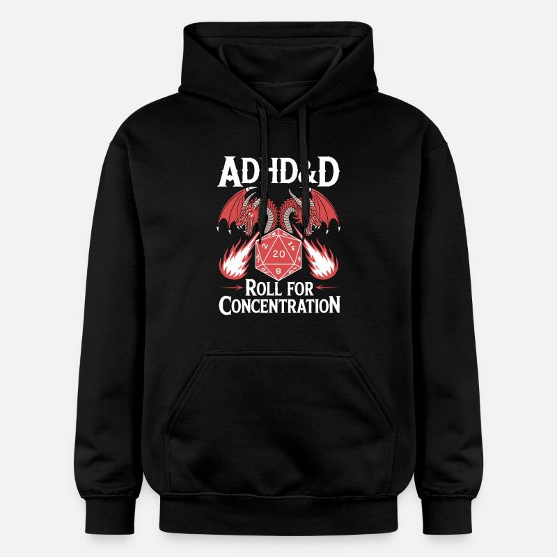 Roll for concentration ADHD - Gildan Unisex Softstyle® Midweight Hoodie - black