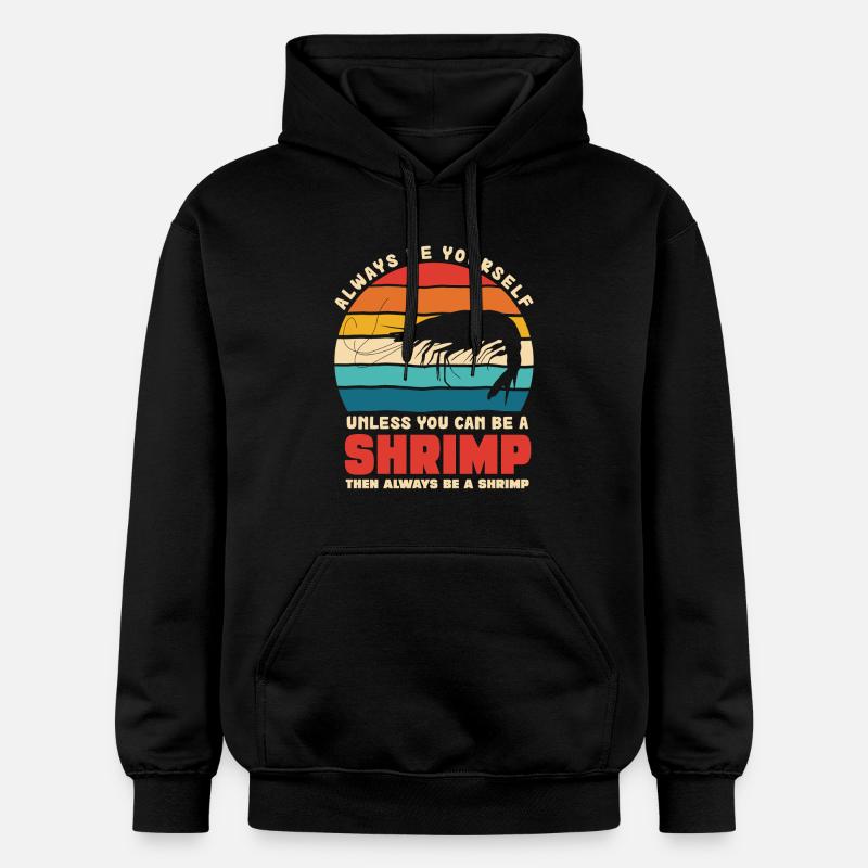 Crevette Thème Rétro Coucher de soleil - Sweat à capuche Softstyle® Gildan Unisexe - noir