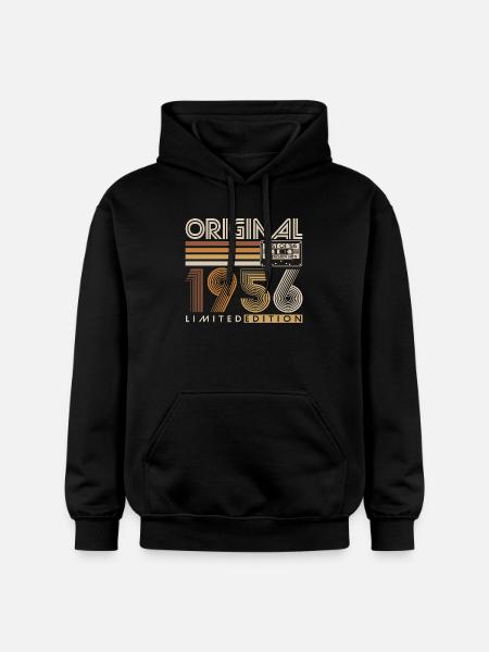 Original_1956_Jahrgang_Geburtstag_Geschenk_Retro - Sudadera con capucha unisex de peso medio Softstyle® de Gildan - negro