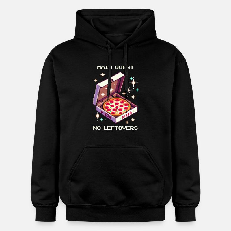 Quête principale : Pas de restes | Pizza RPG Humour - Sweat à capuche Softstyle® Gildan Unisexe - noir