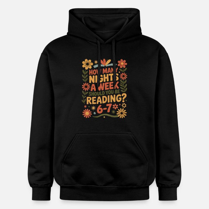 Motivation lecture 6-7 nuits fleurs rétro - Sweat à capuche Softstyle® Gildan Unisexe - noir