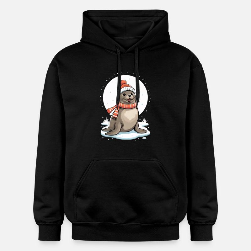 Sceau d’hiver avec écharpe - Sweat à capuche Softstyle® Gildan Unisexe - noir