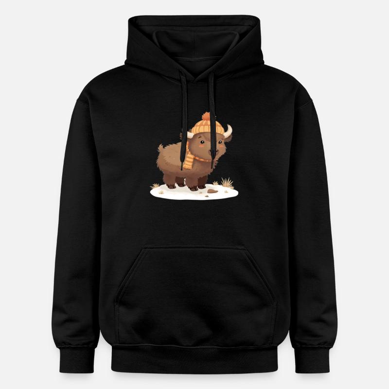 Bison d’hiver avec coiffe - Sweat à capuche Softstyle® Gildan Unisexe - noir