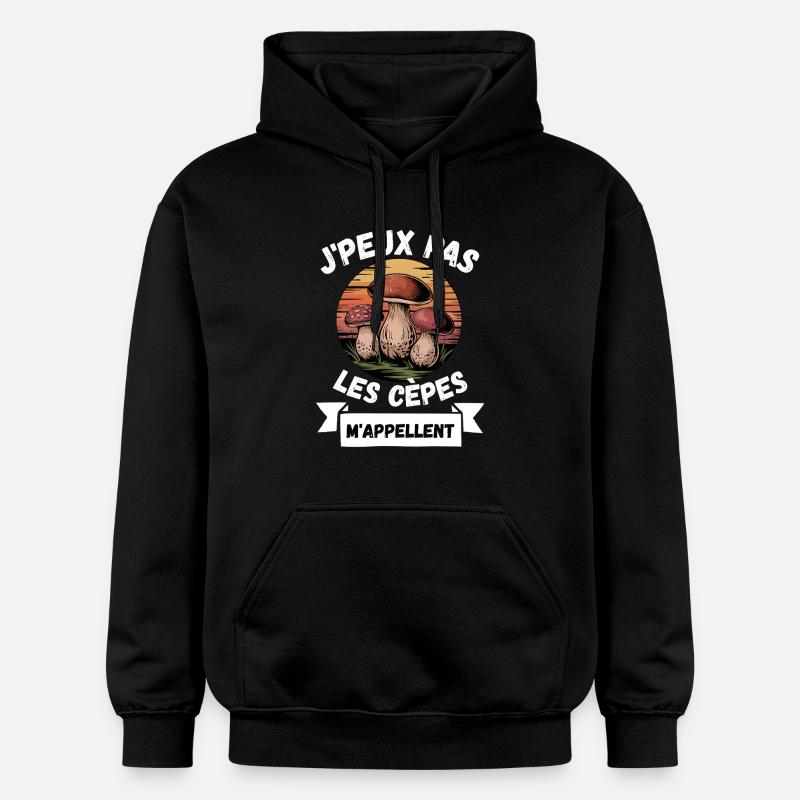 j'peux pas les cèpes m'appellent - Sweat à capuche Softstyle® Gildan Unisexe - noir