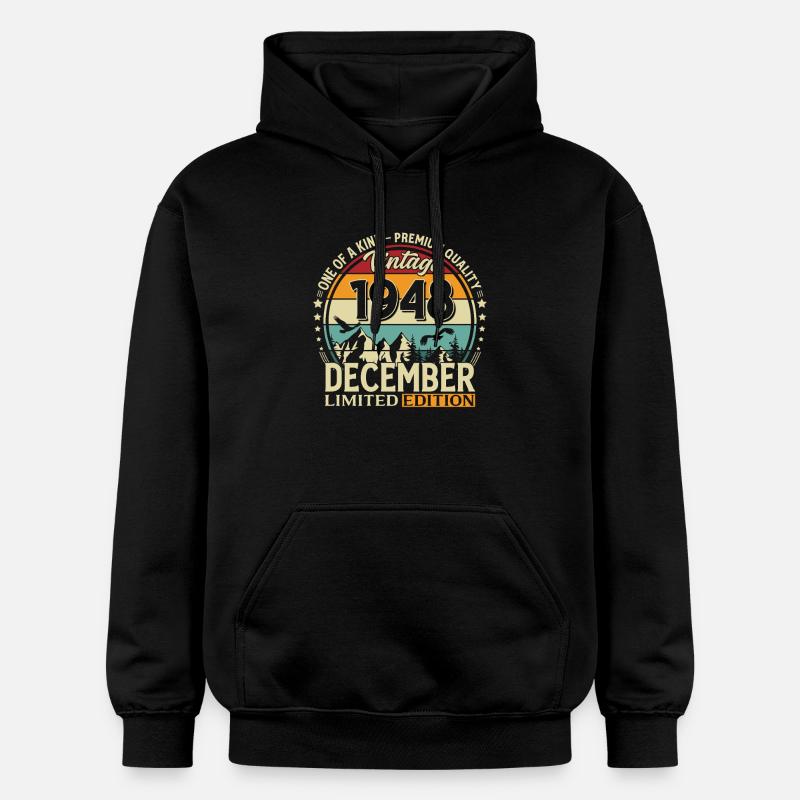 77e anniversaire Millésime décembre 1948 - Sweat à capuche Softstyle® Gildan Unisexe - noir