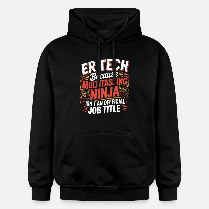Tech Ninja : Humour multitâche - Sweat à capuche Softstyle® Gildan Unisexe - noir