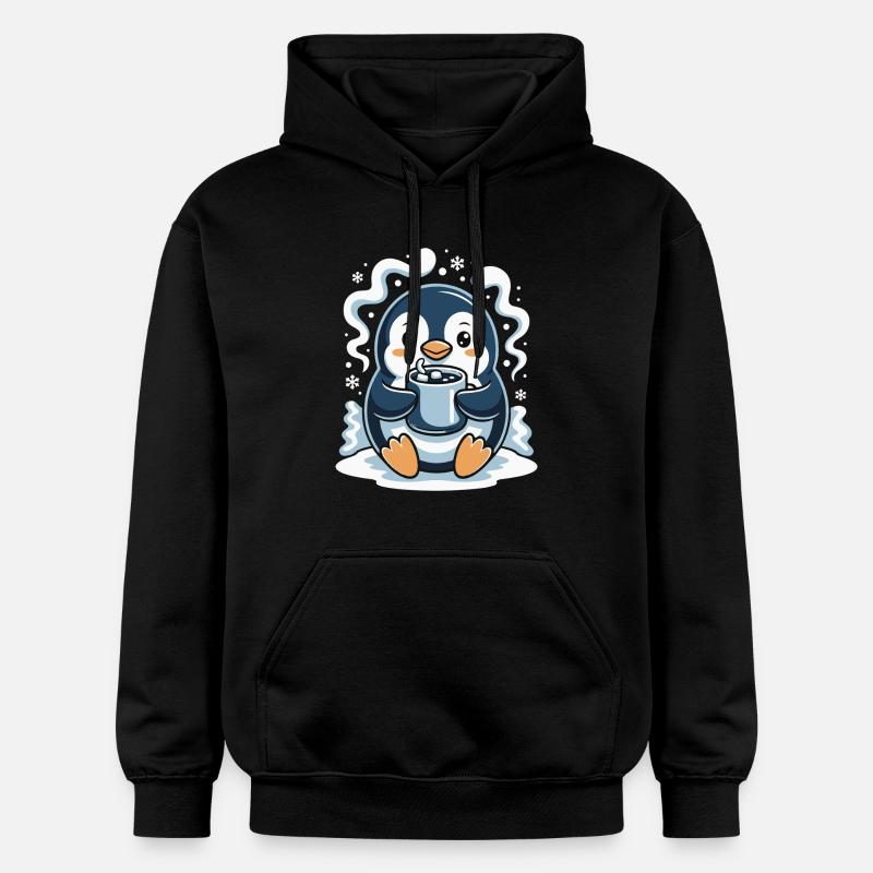 Pingouin câlin avec chocolat chaud - Sweat à capuche Softstyle® Gildan Unisexe - noir