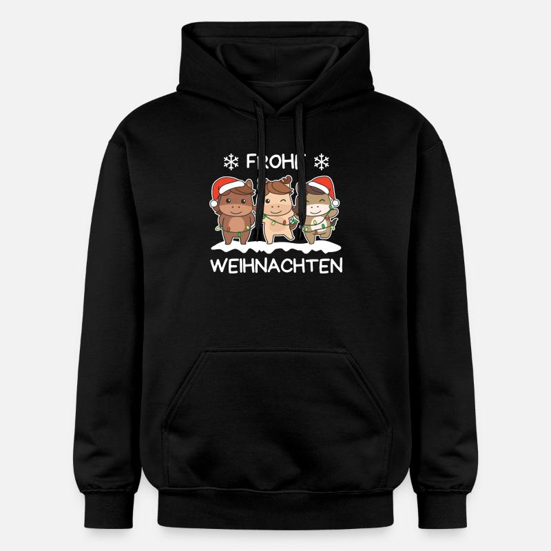 Frohe Weihnachten Pferd Heiligabend Pferde - Gildan Unisex Softstyle® Midweight Hoodie - Schwarz