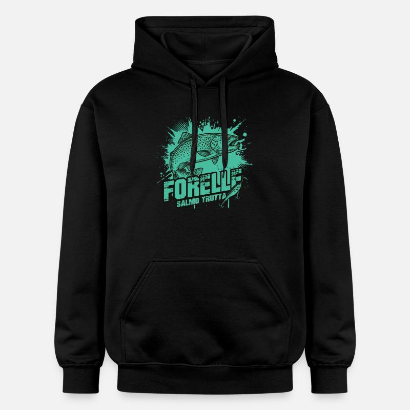Truite – Une beauté à l'hameçon - Sweat à capuche Softstyle® Gildan Unisexe - noir