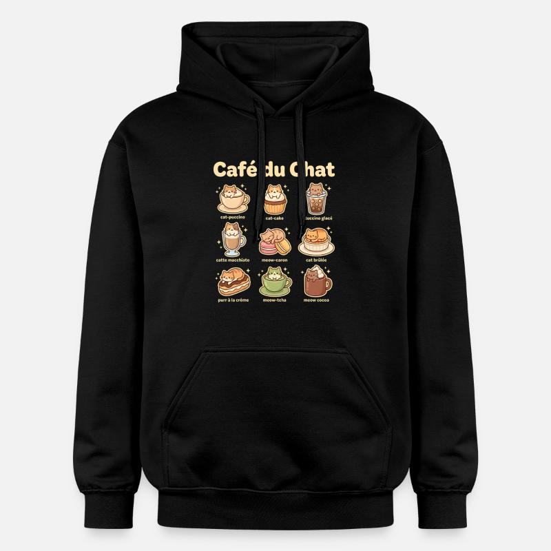 Café du Chat Cat Delight - Sweat à capuche Softstyle® Gildan Unisexe - noir