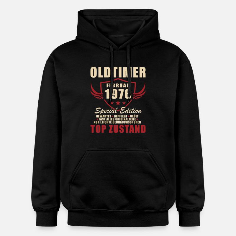 Février 1976 Anniversaire Oldtimer 1976 - Sweat à capuche Softstyle® Gildan Unisexe - noir