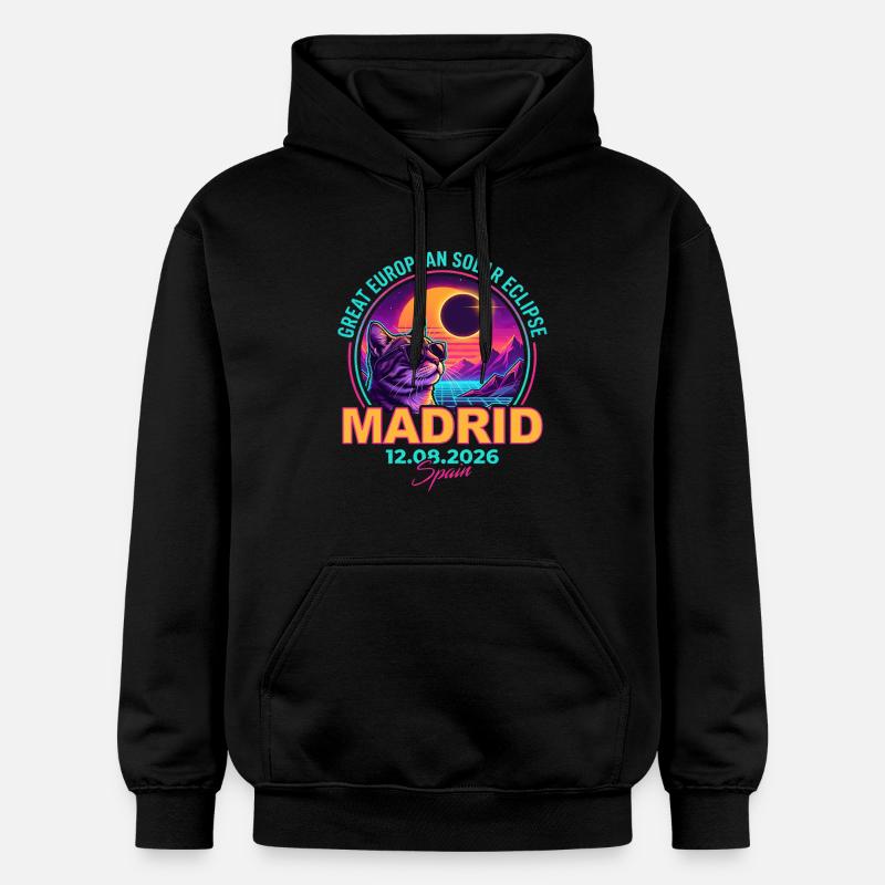 Éclipse de Solar Cat Madrid 2026 - Sweat à capuche Softstyle® Gildan Unisexe - noir
