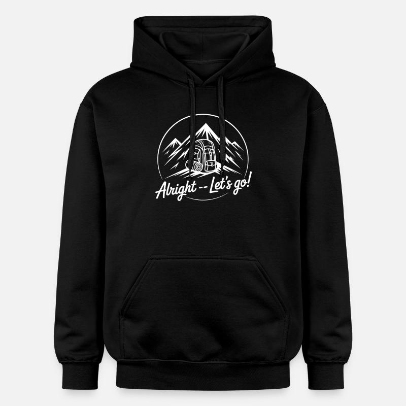 Mountain adventure with backpack - Gildan Unisex Softstyle® Midweight Hoodie - black