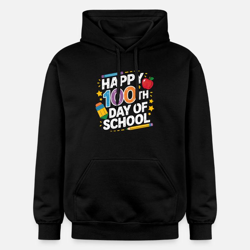 100e jour d’école Conception néon - Sweat à capuche Softstyle® Gildan Unisexe - noir