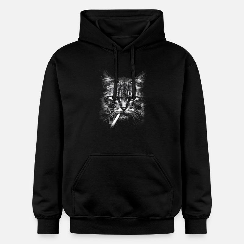 Rauchen, Zigarette, Katze raucht eine Zigarette - Gildan Unisex Softstyle® Midweight Hoodie - Schwarz