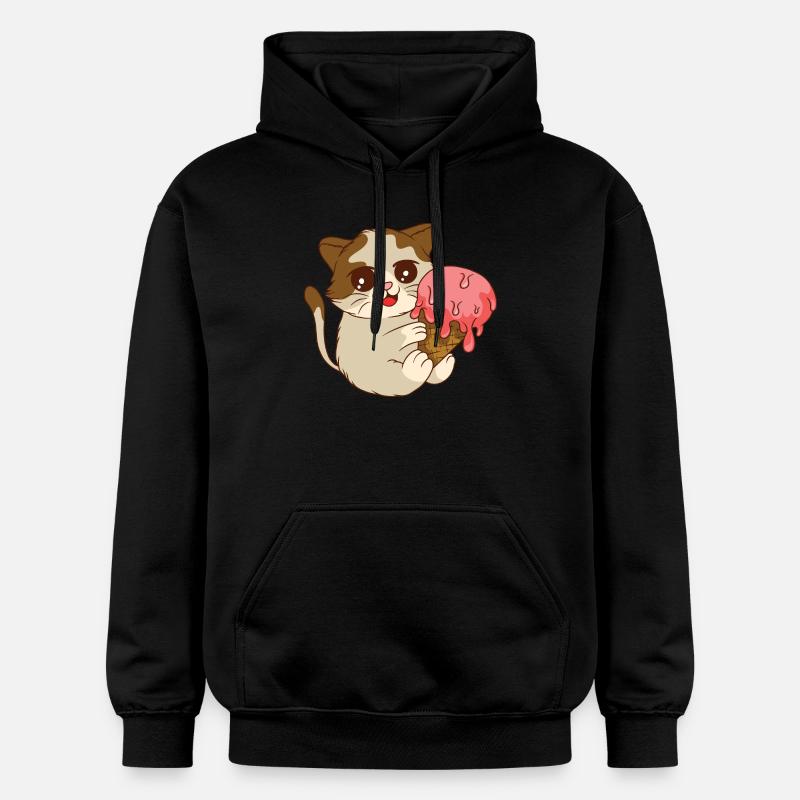 Le chat mange de la glace - Sweat à capuche Softstyle® Gildan Unisexe - noir